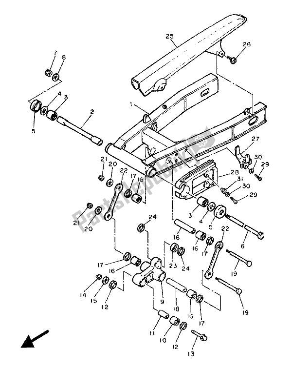 Toutes les pièces pour le Bras Arrière du Yamaha FZ 750 1987