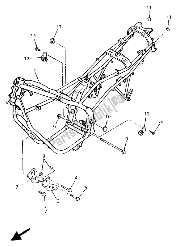 All parts for the Frame of the Yamaha XJ 600S Diversion 1993