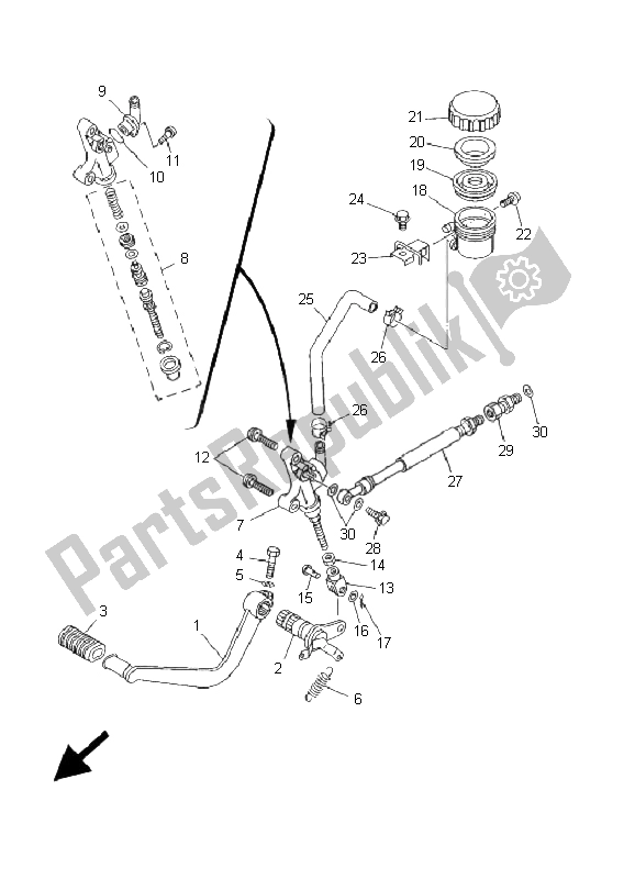 Todas las partes para Cilindro Maestro Trasero de Yamaha TDM 850 2000