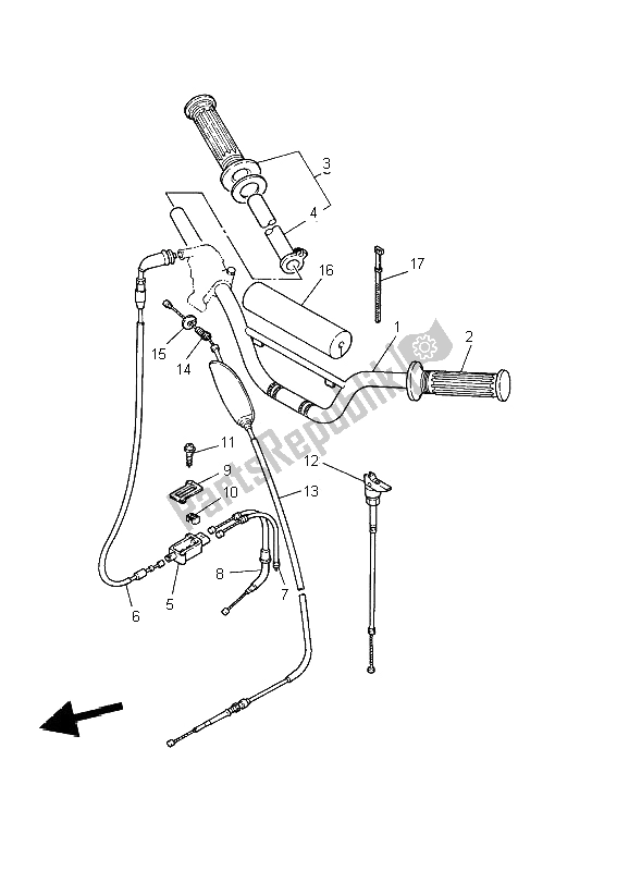 All parts for the Steering Handle & Cable of the Yamaha PW 80 2002