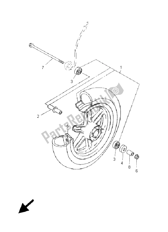 All parts for the Front Wheel of the Yamaha CS 50 RR LC JOG 2006