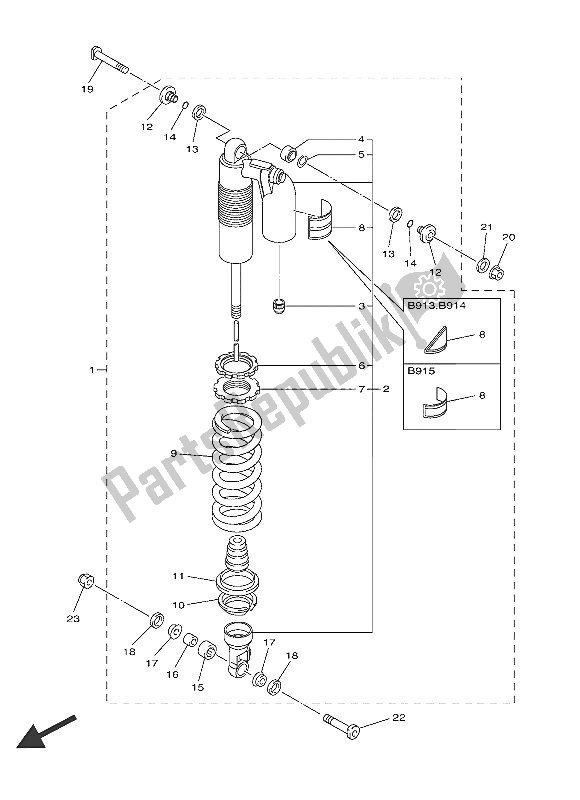 All parts for the Rear Suspension of the Yamaha YZ 450 FX 2016