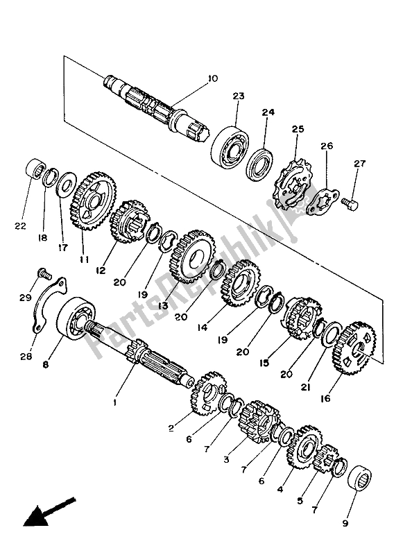 All parts for the Transmission of the Yamaha DT 125 LC 1987