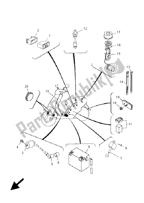 Toutes les pièces pour le électrique 2 du Yamaha YN 50 Ovetto 2005