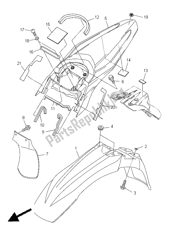 All parts for the Fender of the Yamaha WR 250X 2012