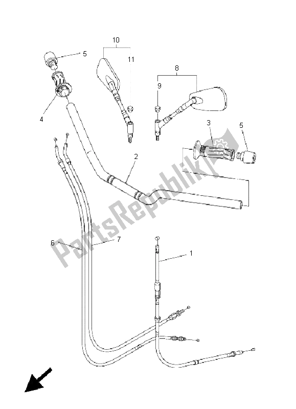 All parts for the Steering Handle & Cable of the Yamaha FZ6 N 600 2005
