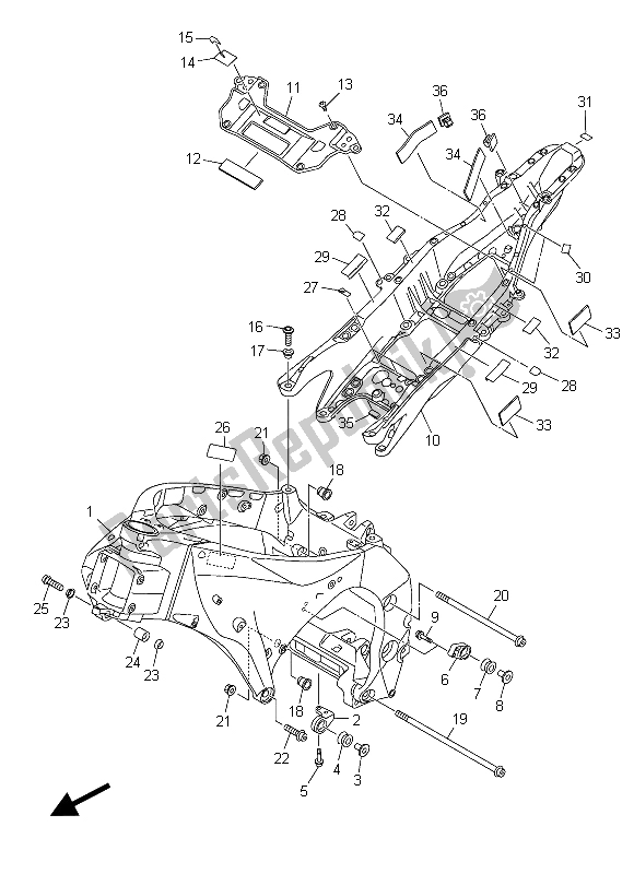 Todas las partes para Marco de Yamaha YZF R1M 1000 2015