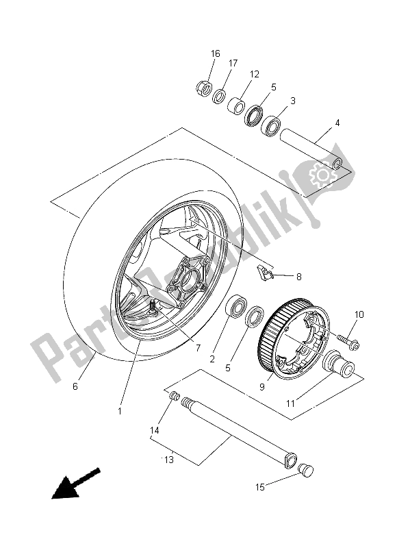 Wszystkie części do Tylne Ko? O Yamaha XP 500 2014