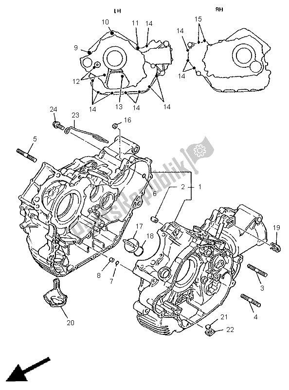 Toutes les pièces pour le Carter du Yamaha XV 1100 Virago 1998