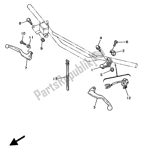 Toutes les pièces pour le Interrupteur Et Levier De Poignée du Yamaha YZ 250 LC 1991