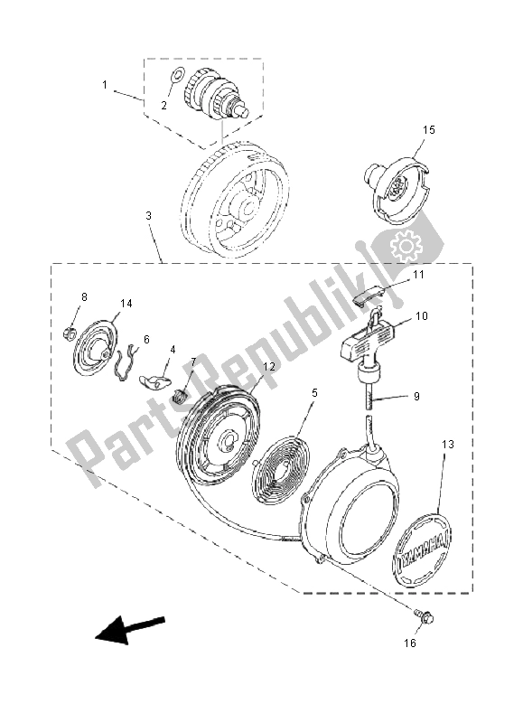 All parts for the Starter of the Yamaha YFM 600F Grizzly 4X4 2000