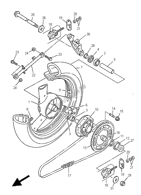 Tutte le parti per il Ruota Posteriore del Yamaha XJ 600S 1999