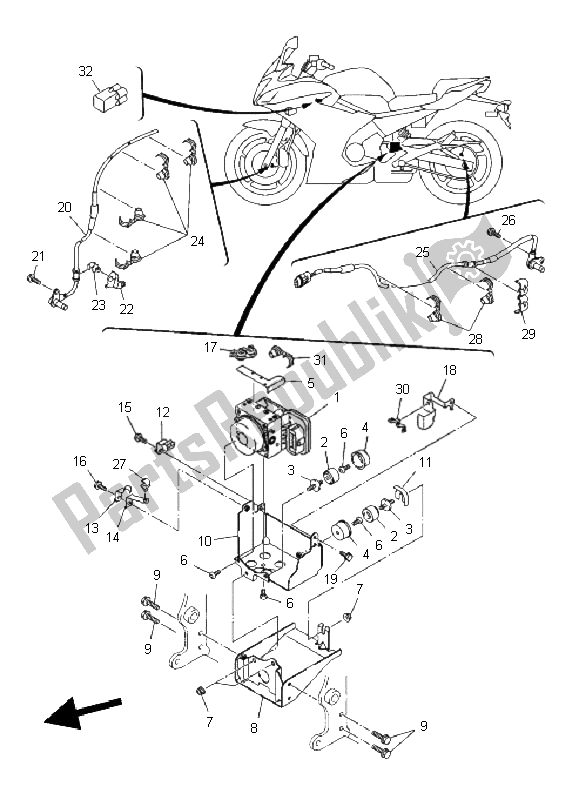 Alle onderdelen voor de Elektrisch 3 van de Yamaha XJ6 FA 600 2011