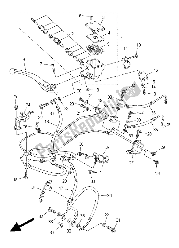 Toutes les pièces pour le Maître-cylindre Avant du Yamaha FZ8 SA 800 2012