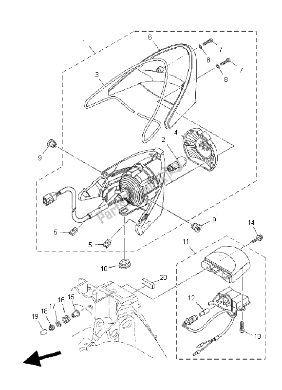 All parts for the Tallight of the Yamaha T 135 FI Crypton X 2011