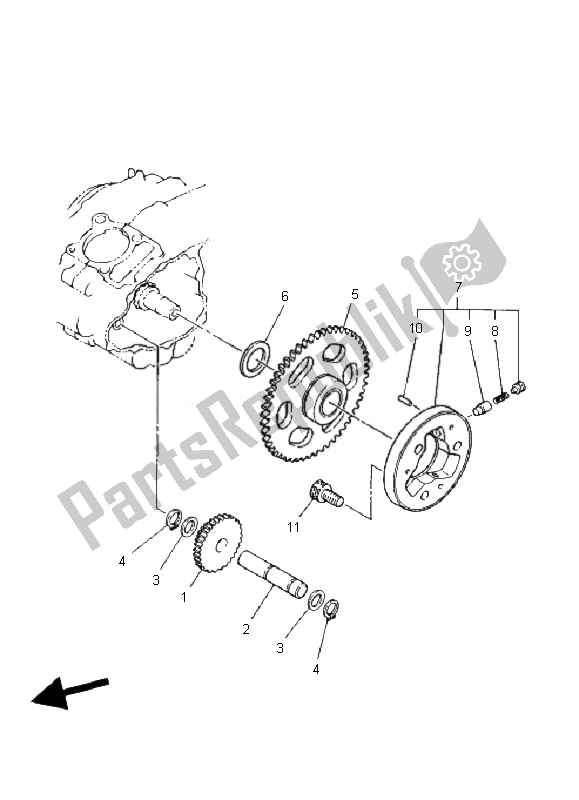 Alle onderdelen voor de Starterkoppeling van de Yamaha YFM 250B BIG Bear 2007