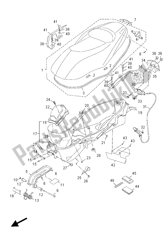 Tutte le parti per il Posto A Sedere del Yamaha YP 125R X MAX 2012