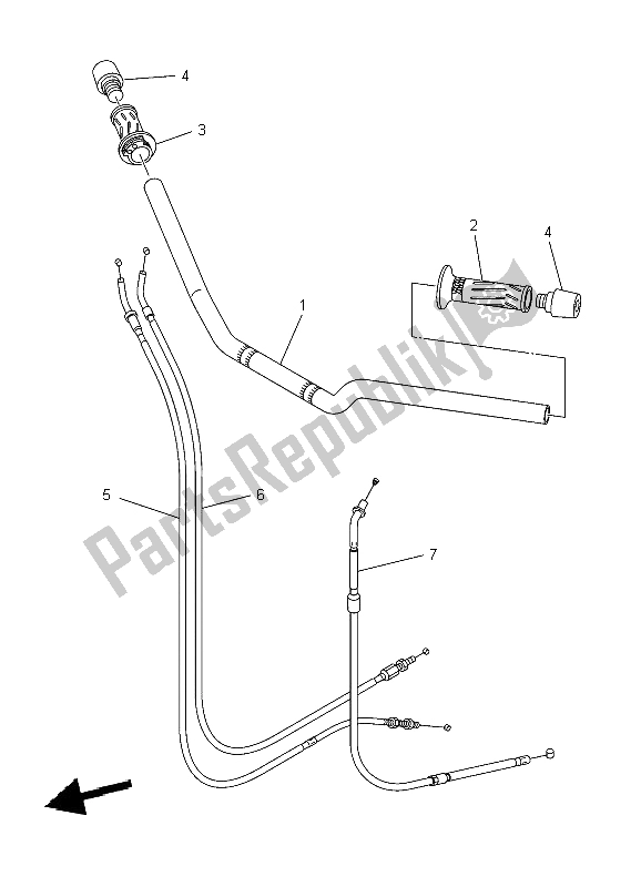 All parts for the Steering Handle & Cable of the Yamaha XJ6S Diversion 600 2009