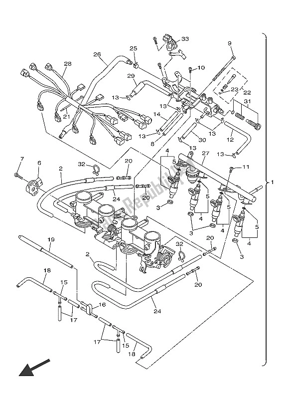 All parts for the Intake 2 of the Yamaha XJ6S 600 2016