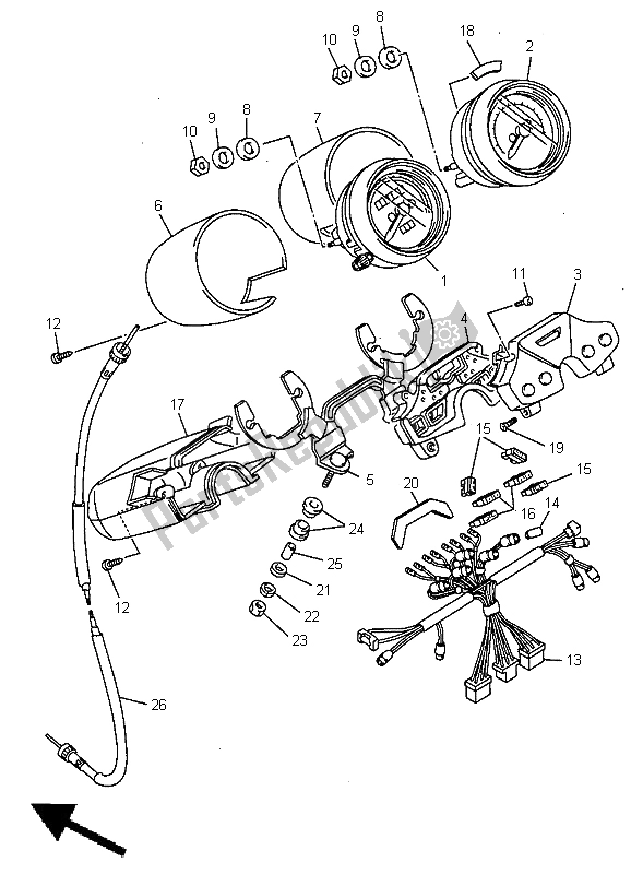 Toutes les pièces pour le Mètre du Yamaha XV 1100 Virago 1998