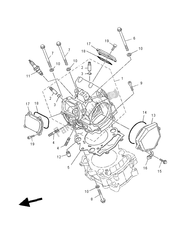 All parts for the Cylinder Head of the Yamaha XT 660X 2007 All parts for the Cylinder Head of the Yamaha XT 660X 2007