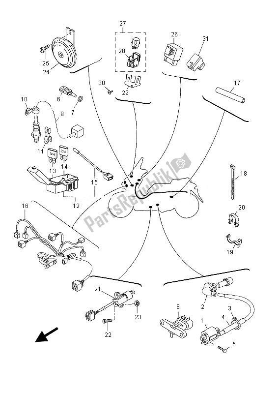 Toutes les pièces pour le électrique 2 du Yamaha YP 400R 2013