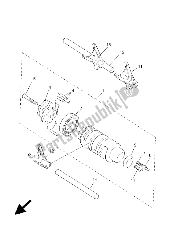 All parts for the Shift Cam & Fork of the Yamaha XVS 650A Dragstar Classic 2005