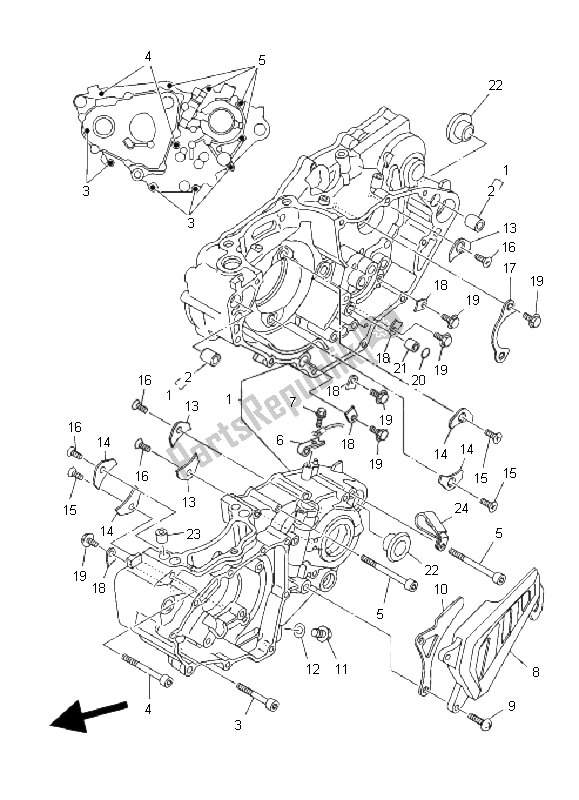 All parts for the Crankcase of the Yamaha YFZ 450 SE 2008