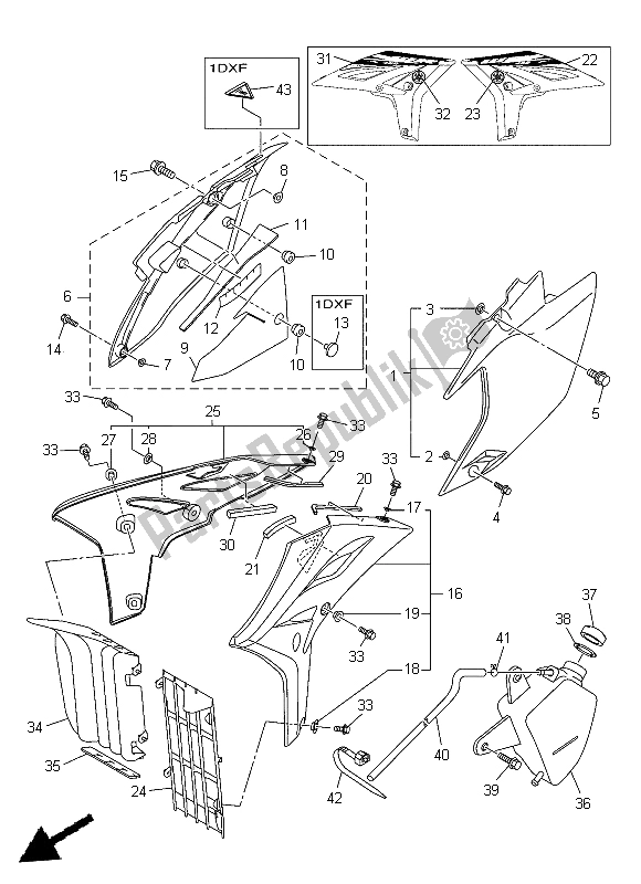 All parts for the Side Cover of the Yamaha WR 450F 2015