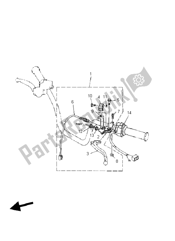 All parts for the Handle Switch & Lever of the Yamaha YFM 80R 2006