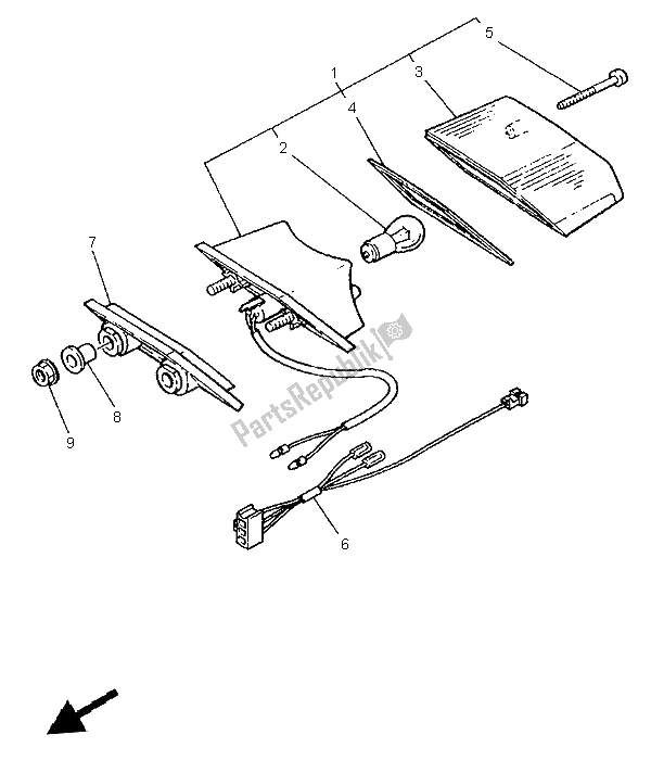 Toutes les pièces pour le Feu Arrière du Yamaha XT 600E 1999