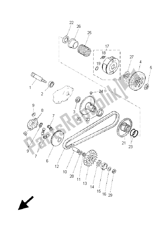 Todas as partes de Embreagem do Yamaha YQ 50R Aerox 2005