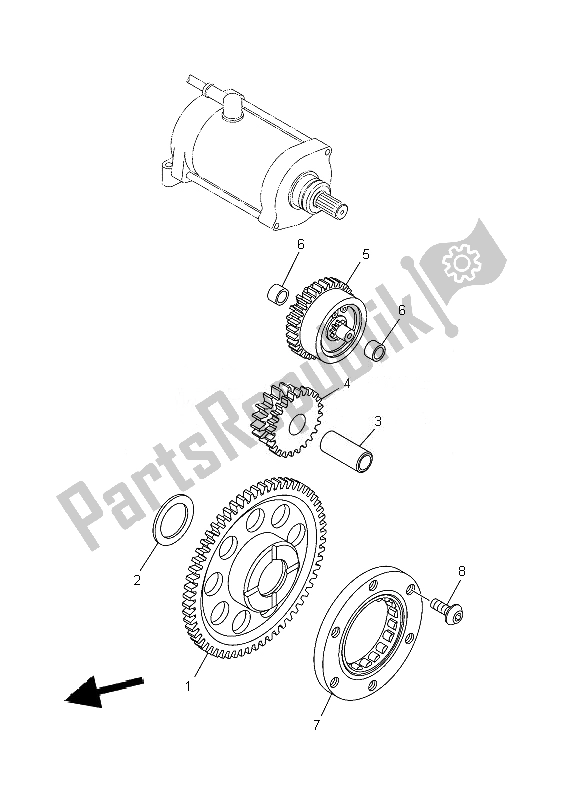 All parts for the Starter Clutch of the Yamaha YFM 700F Grizzly SE 2010