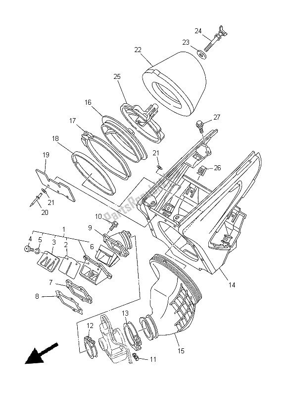 All parts for the Intake of the Yamaha YZ 250 2014