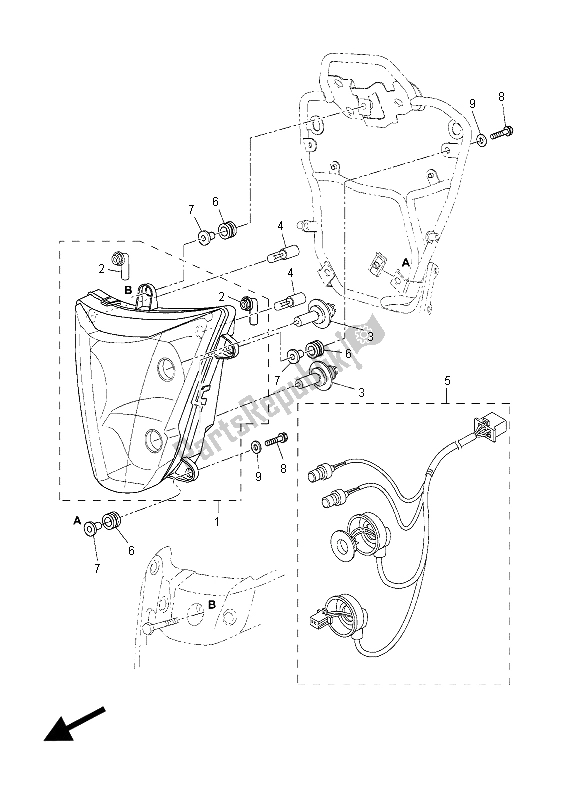 Alle onderdelen voor de Koplamp van de Yamaha XT 660 ZA Tenere 2015