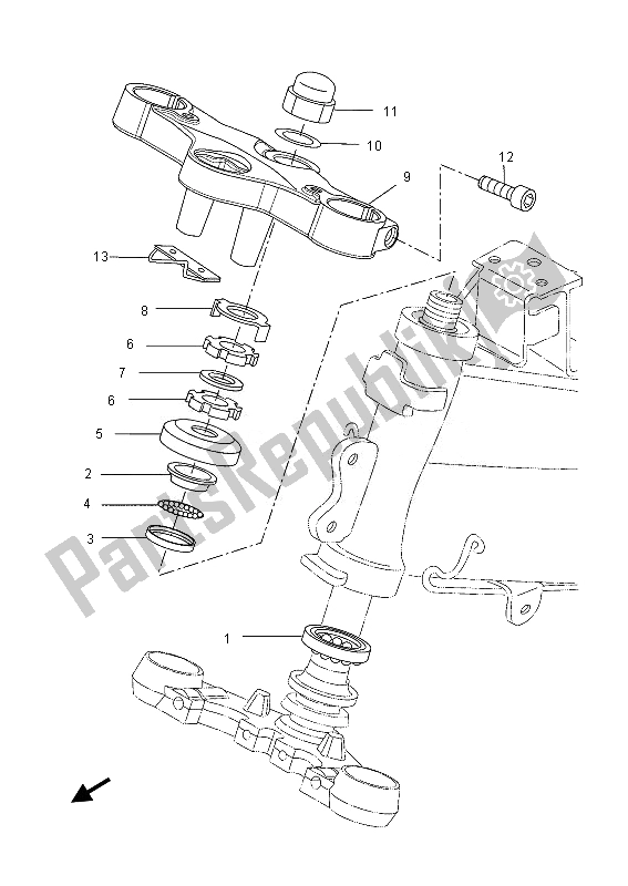 Todas as partes de Direção do Yamaha YZF R 125 2013