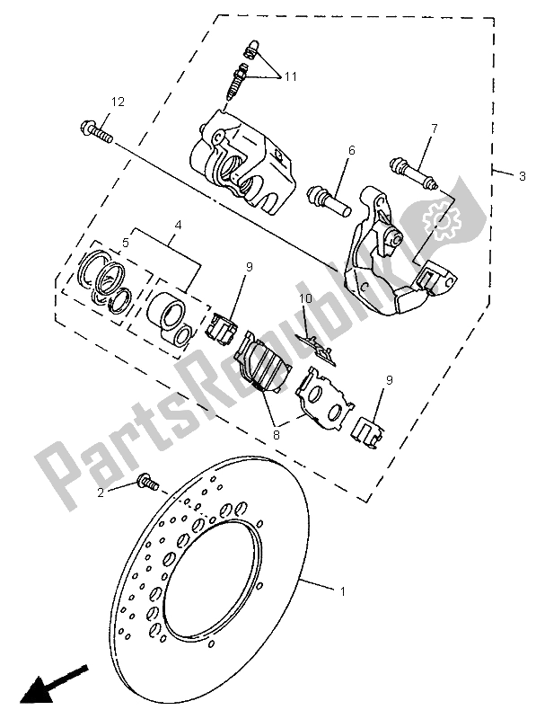 Toutes les pièces pour le étrier De Frein Avant du Yamaha XV 535 S Virago 1995