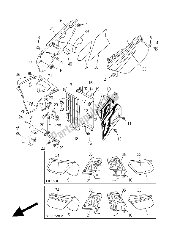All parts for the Side Cover of the Yamaha DT 125 RE 1998
