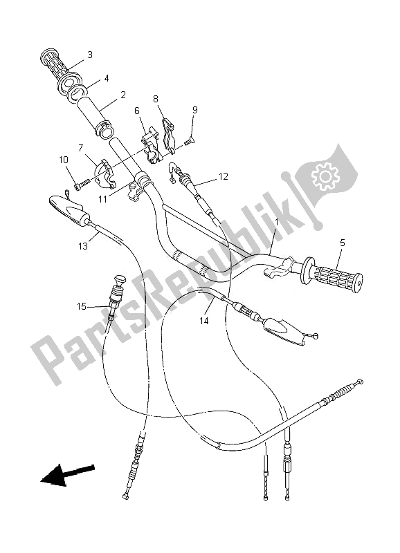 All parts for the Steering Handle & Cable of the Yamaha TT R 125 SW LW 2007