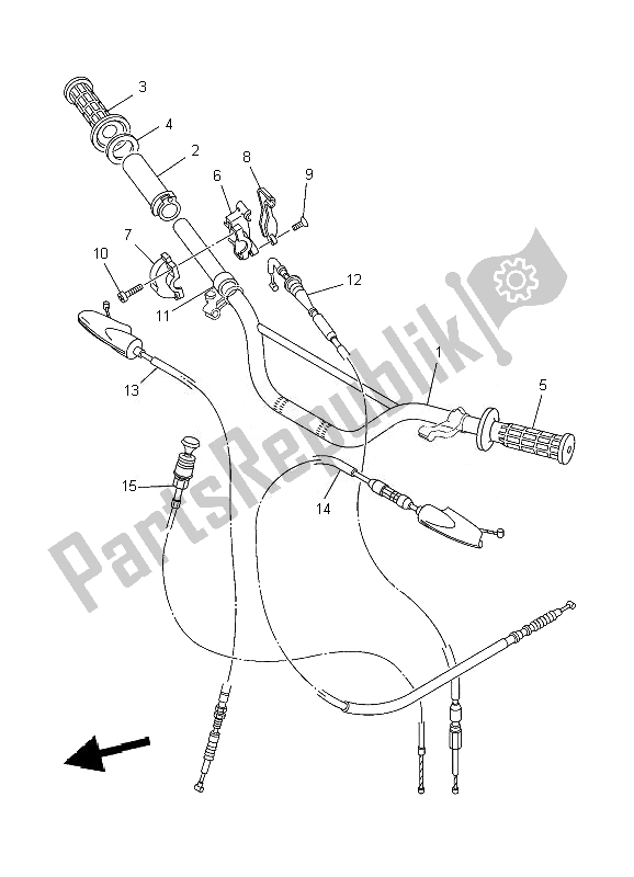 Todas as partes de Manivela E Cabo De Direção do Yamaha TT R 125 SW LW 2007