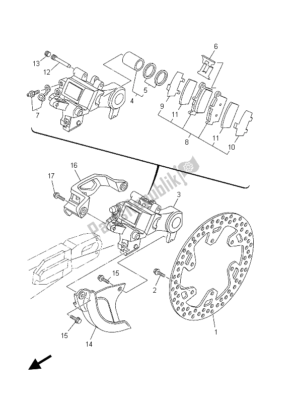 All parts for the Rear Brake Caliper of the Yamaha YZ 250 2003