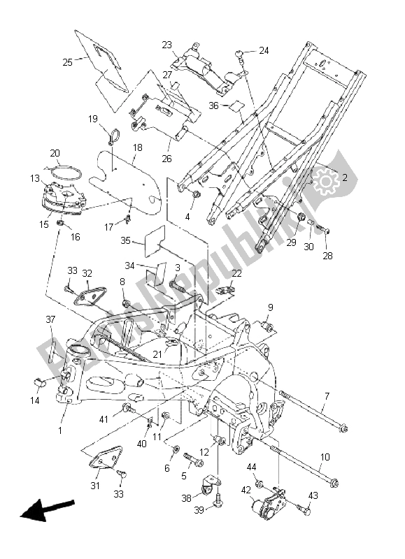 All parts for the Frame of the Yamaha FZ1 N Fazer 1000 2009