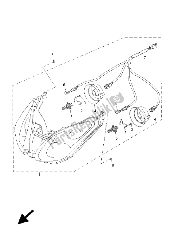 Tutte le parti per il Faro del Yamaha YP 125R X Maxi 2009