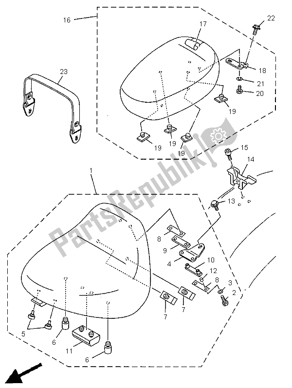 All parts for the Seat of the Yamaha XVS 650A Dragstar Classic 1998