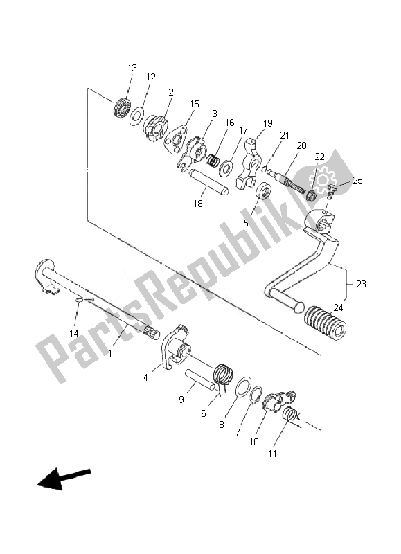 Alle onderdelen voor de Schakelas van de Yamaha TT R 90E 2007