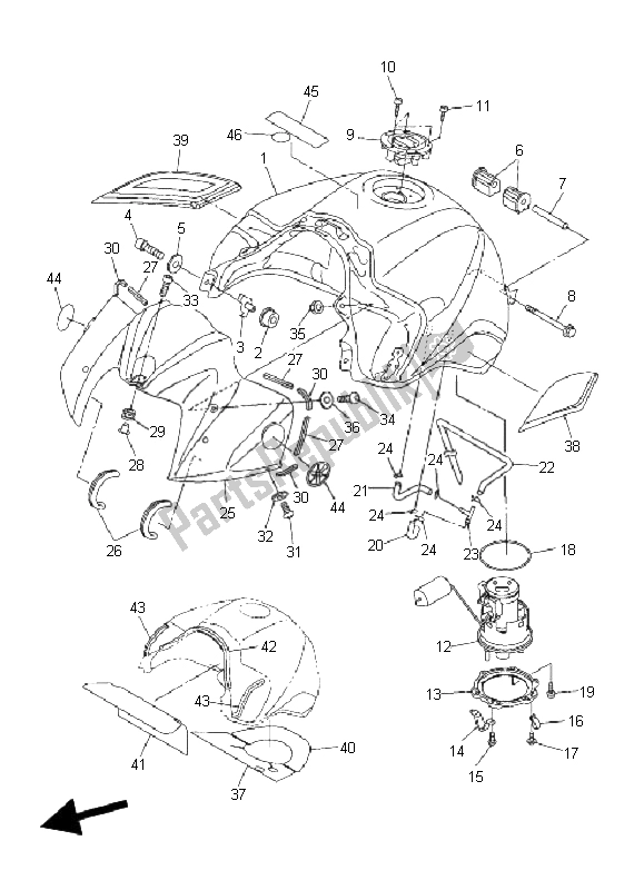 Toutes les pièces pour le Réservoir D'essence du Yamaha FZ1 S Fazer 1000 2006