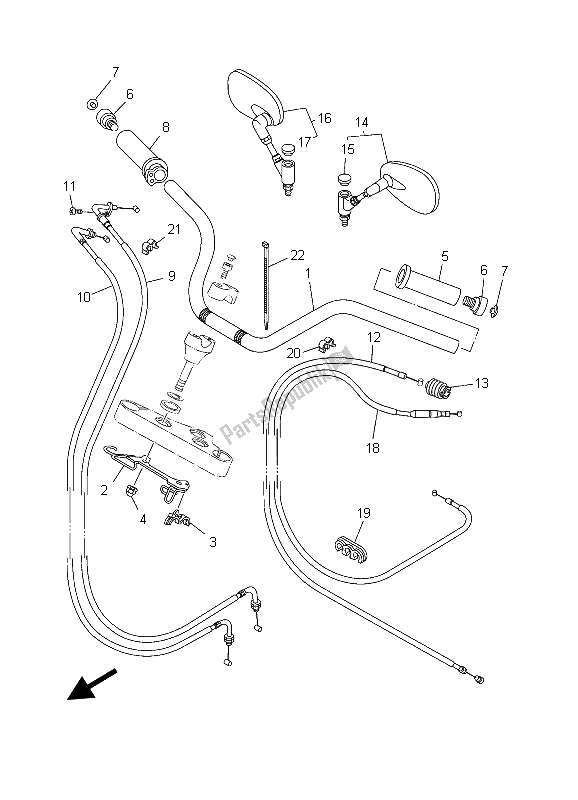 All parts for the Steering Handle & Cable of the Yamaha XVS 1100A Dragstar Classic 2003