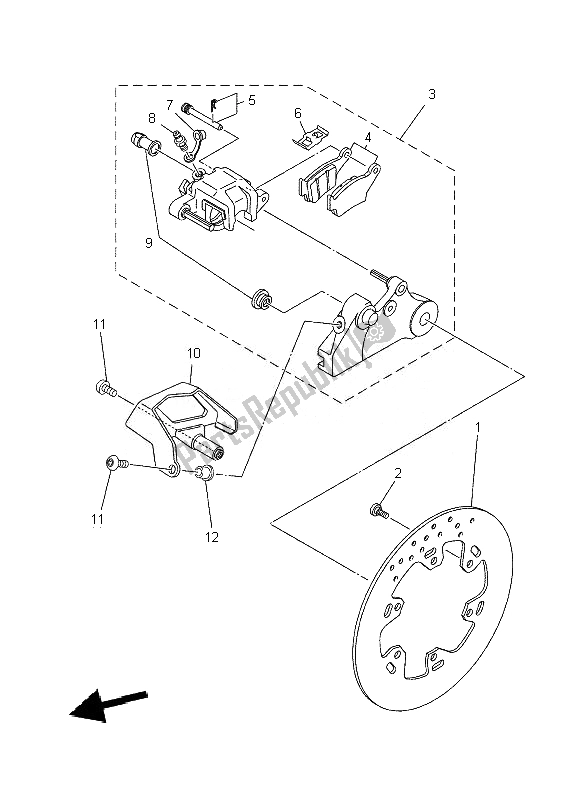 All parts for the Rear Brake Caliper of the Yamaha XT 660X 2010