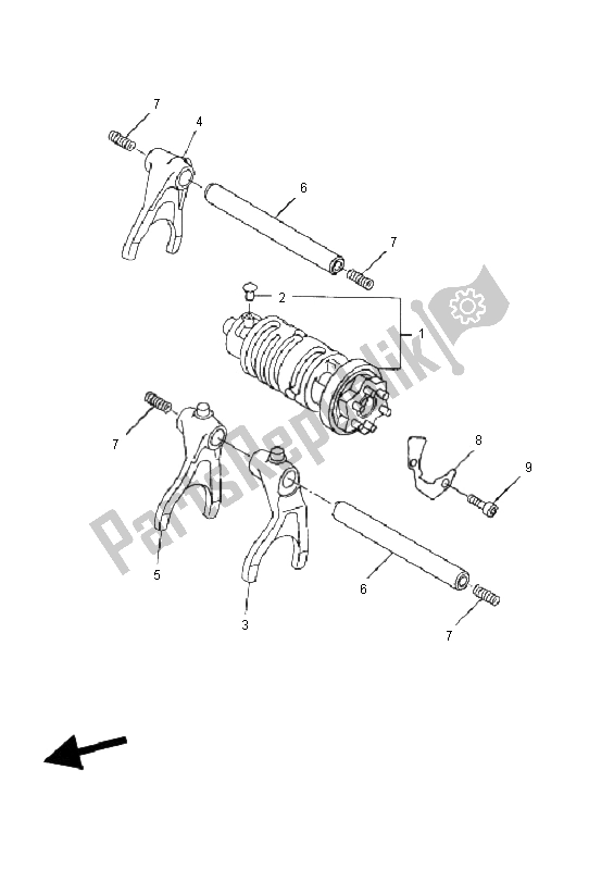 Wszystkie części do Krzywka Zmiany Biegów I Widelec Yamaha FZ6 Sahg 600 2008