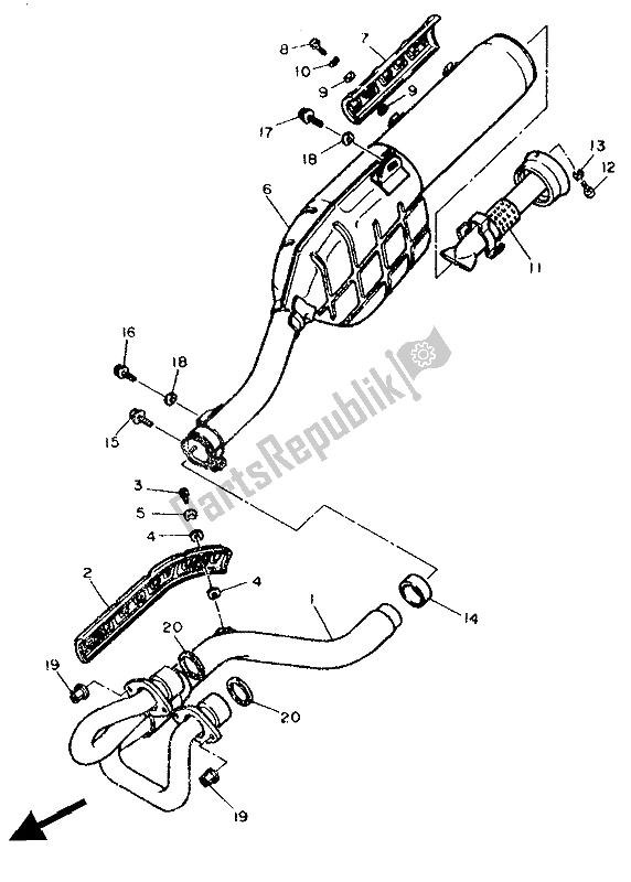 All parts for the Exhaust of the Yamaha XT 600 1986